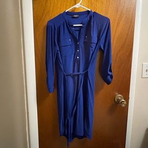 Petite blue mid sleeve Dress